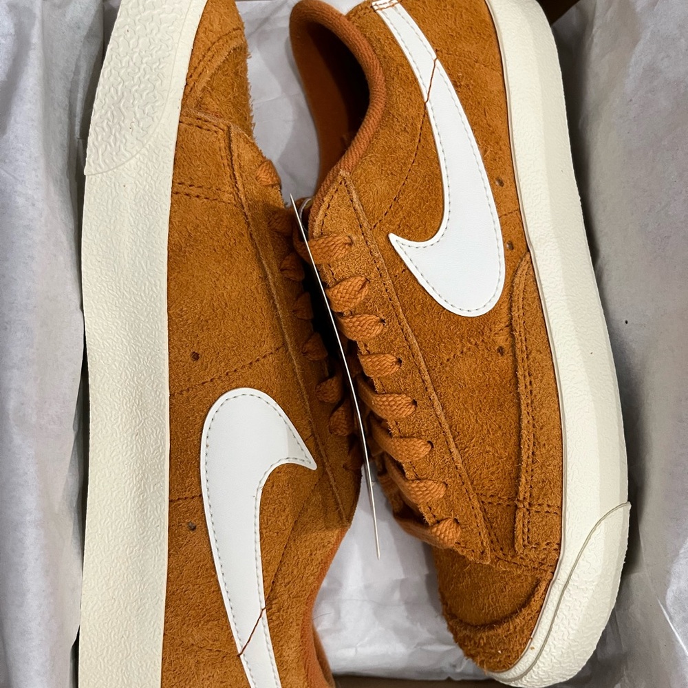 Nike Blazer Low Orange and White Suede Sneakers